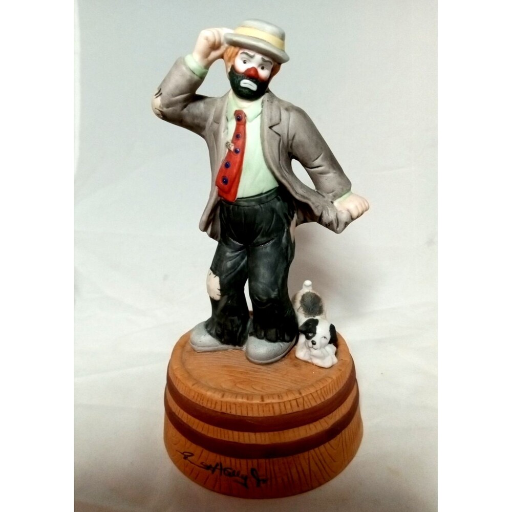 EKJ Musical Figurine Emmett Kelly, Jr. Clown Vintage Dog You've Got A Friend USA